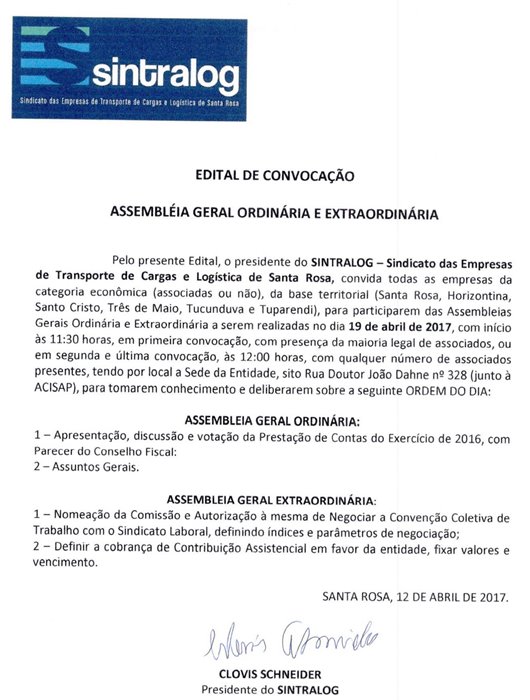 EDITAL DE CONVOCAÇÃO